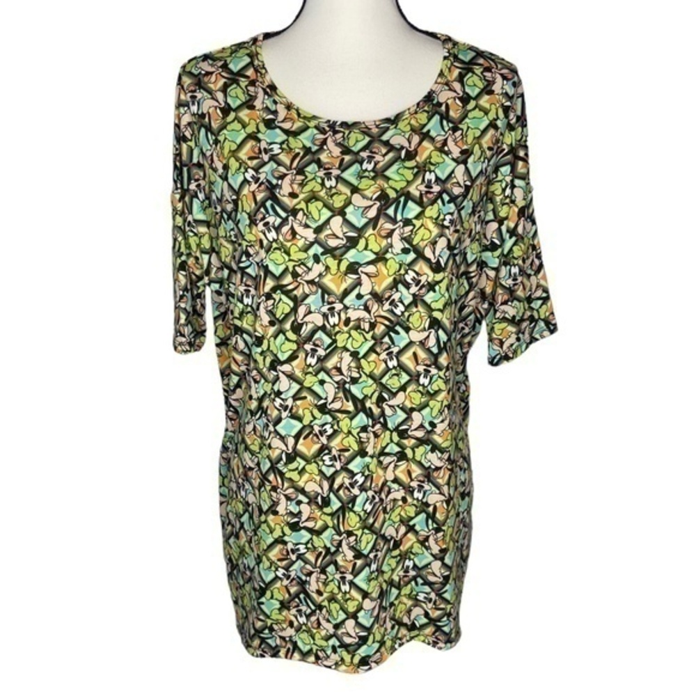 LuLaRoe Top Disney Goofy Print Irma Tee Shirt Top Short Sleeve Size‎ S Oversized